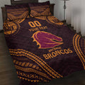 Custom Broncos Rugby Quilt Bed Set With Polynesian Style