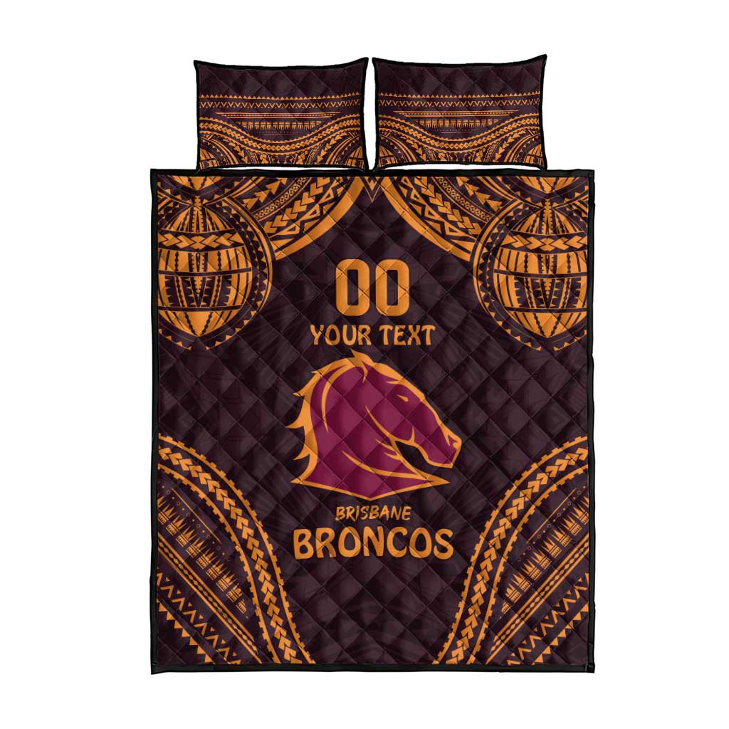Custom Broncos Rugby Quilt Bed Set With Polynesian Style