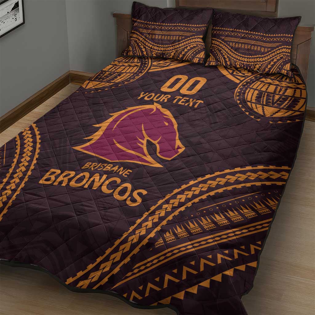 Custom Broncos Rugby Quilt Bed Set With Polynesian Style