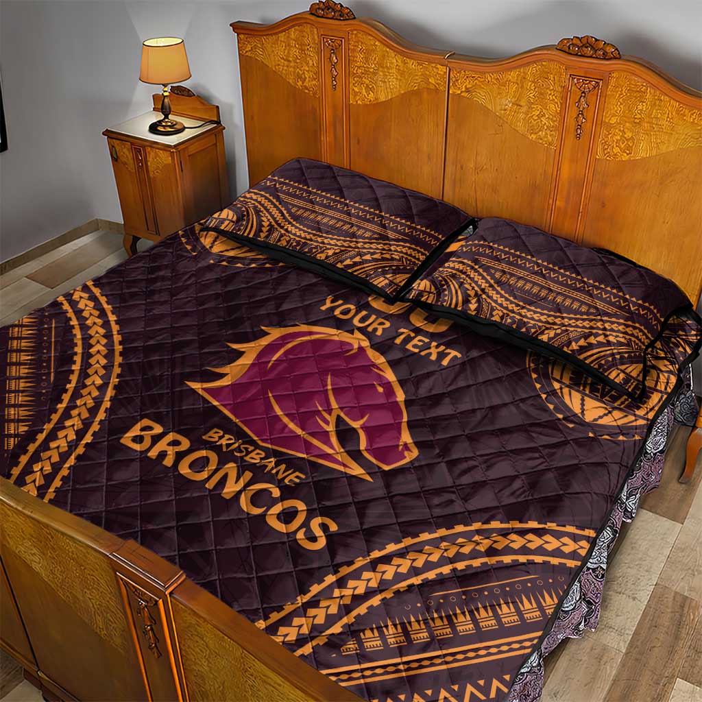 Custom Broncos Rugby Quilt Bed Set With Polynesian Style
