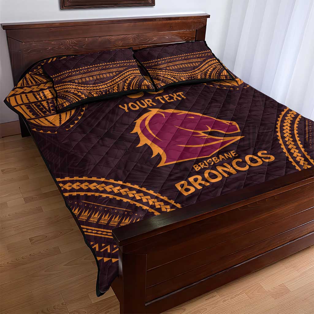 Custom Broncos Rugby Quilt Bed Set With Polynesian Style