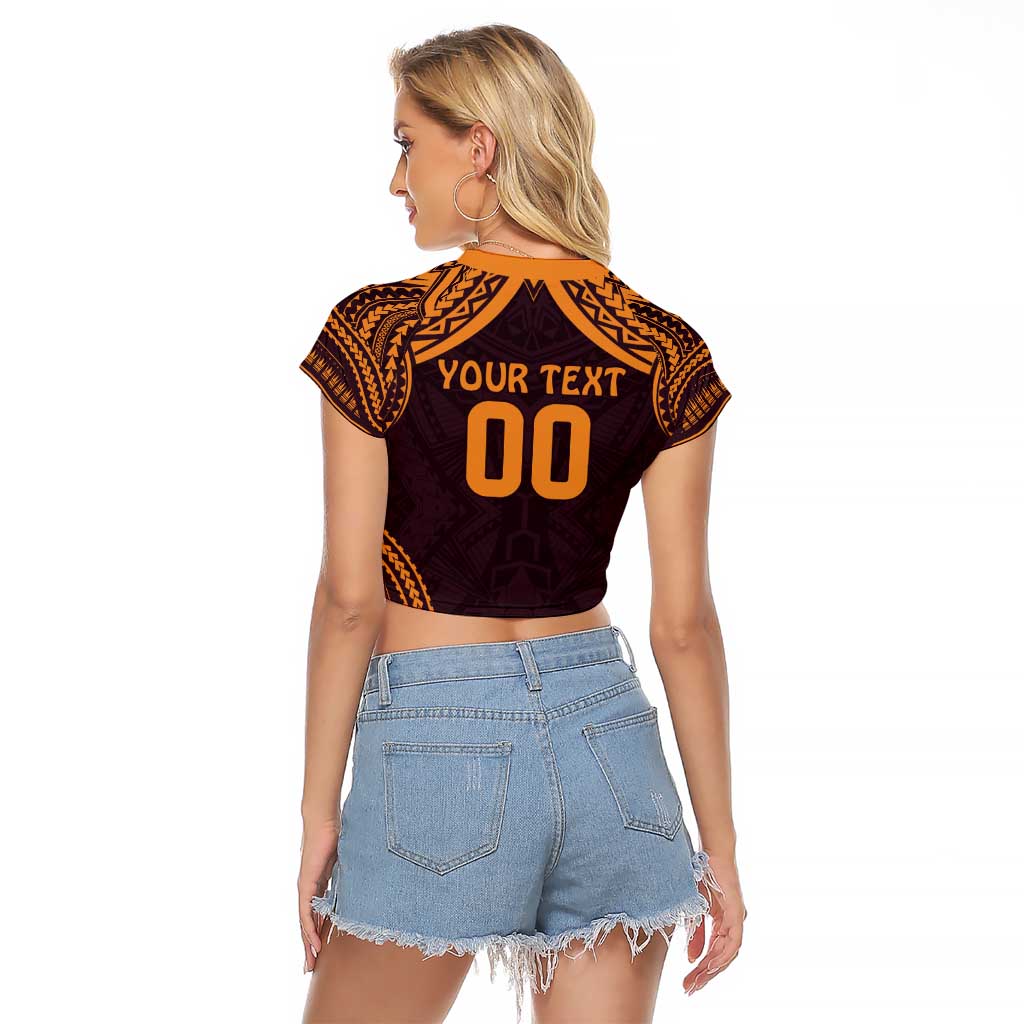 Custom Broncos Rugby Raglan Cropped T Shirt With Polynesian Style