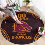 Custom Broncos Rugby Round Carpet With Polynesian Style