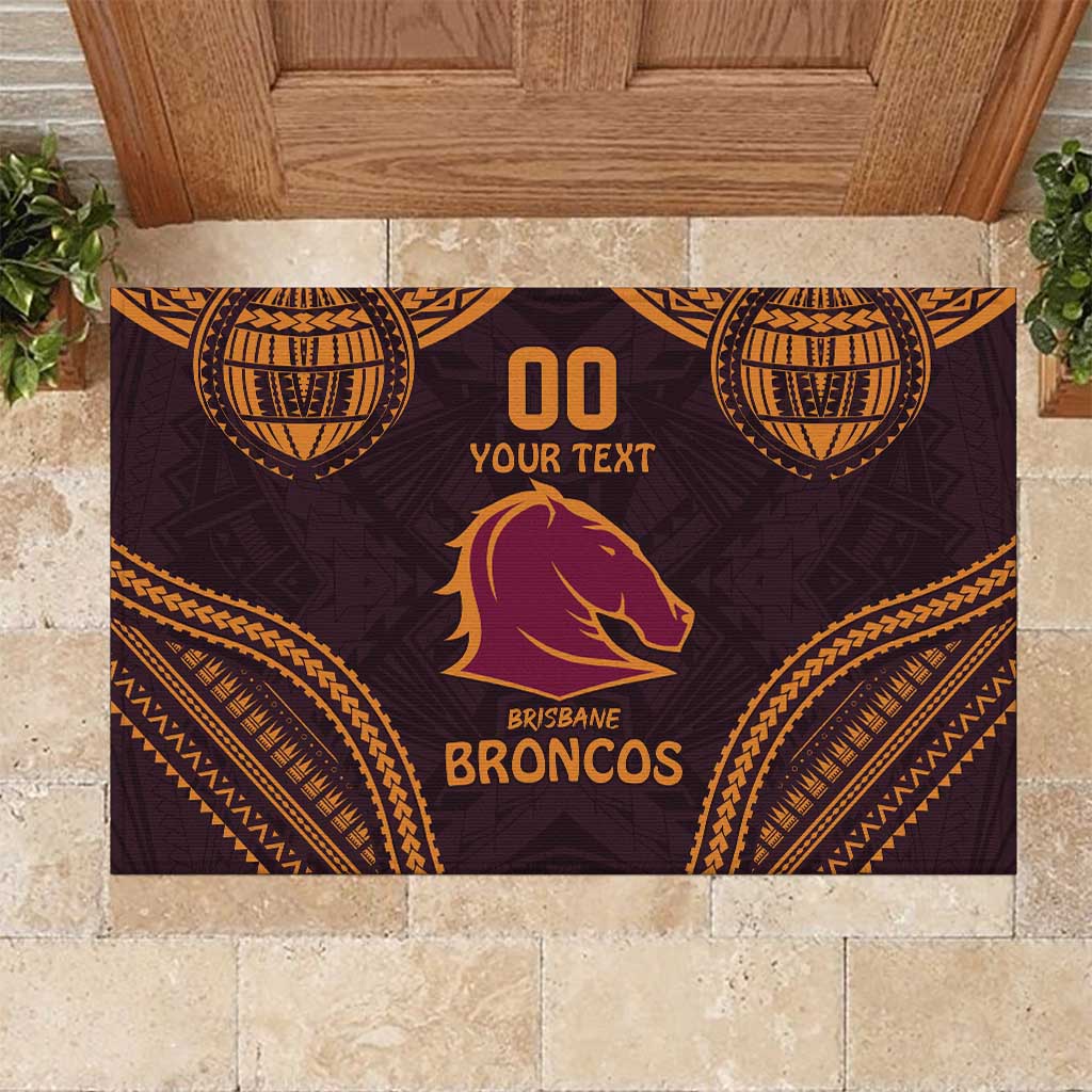 Custom Broncos Rugby Rubber Doormat With Polynesian Style