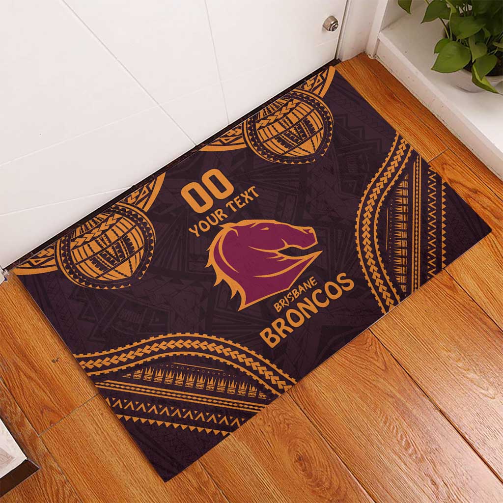Custom Broncos Rugby Rubber Doormat With Polynesian Style