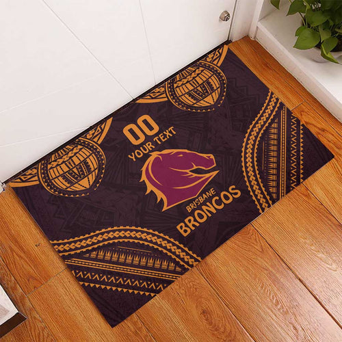 Custom Broncos Rugby Rubber Doormat With Polynesian Style