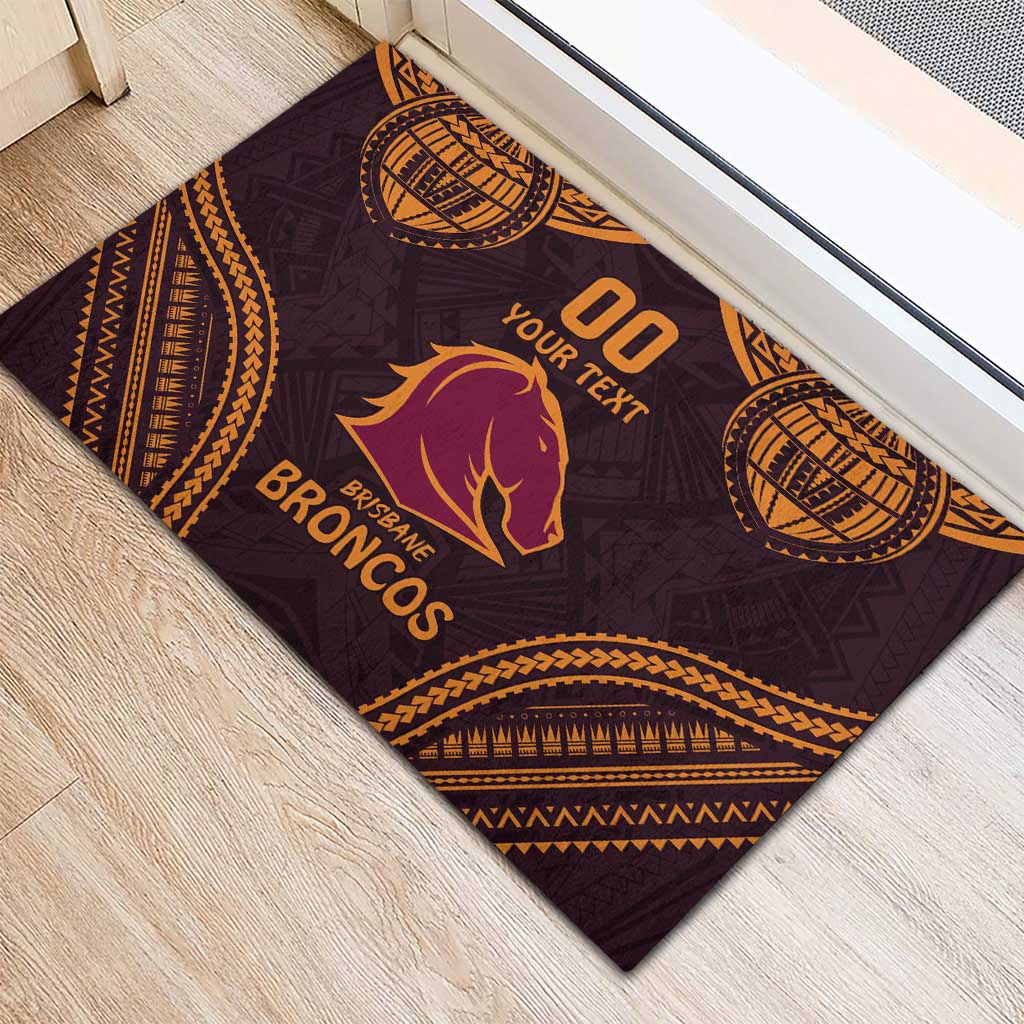 Custom Broncos Rugby Rubber Doormat With Polynesian Style