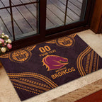 Custom Broncos Rugby Rubber Doormat With Polynesian Style