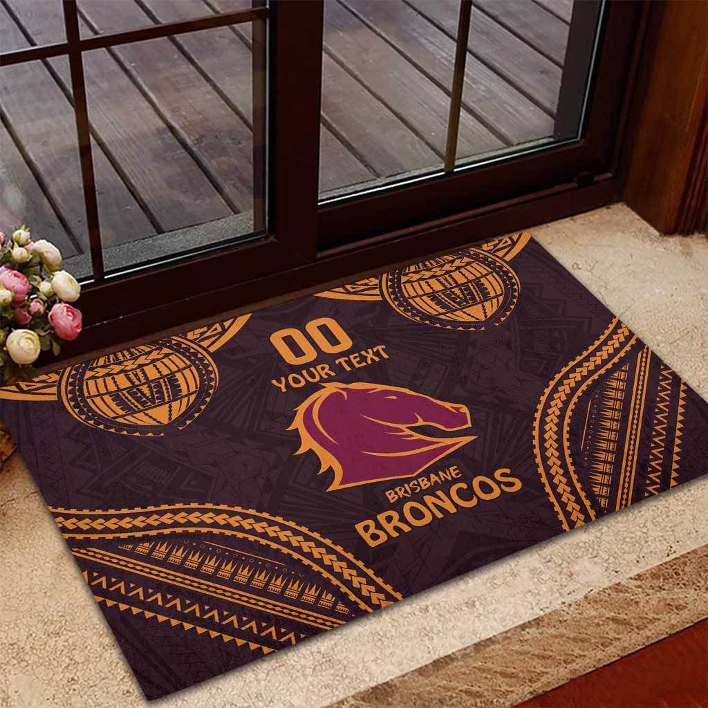 Custom Broncos Rugby Rubber Doormat With Polynesian Style