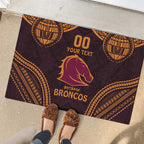 Custom Broncos Rugby Rubber Doormat With Polynesian Style