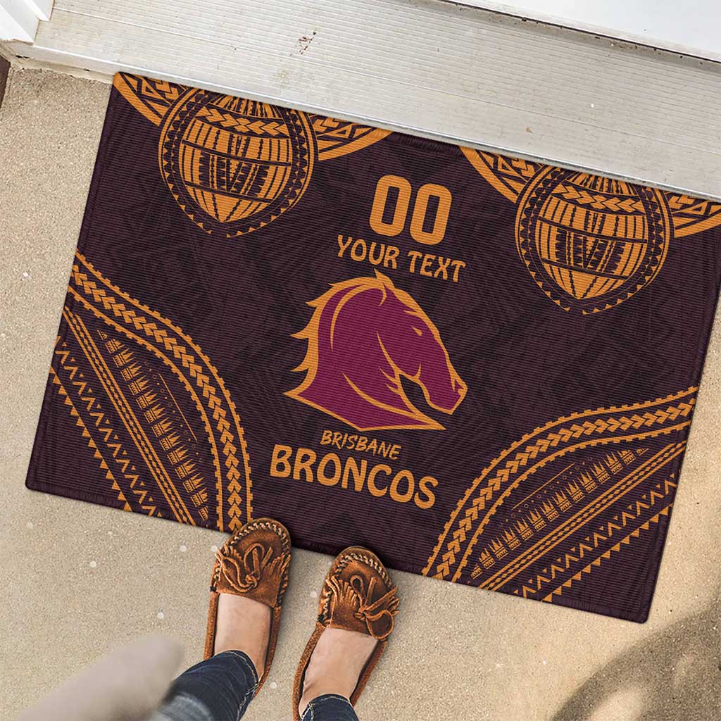 Custom Broncos Rugby Rubber Doormat With Polynesian Style