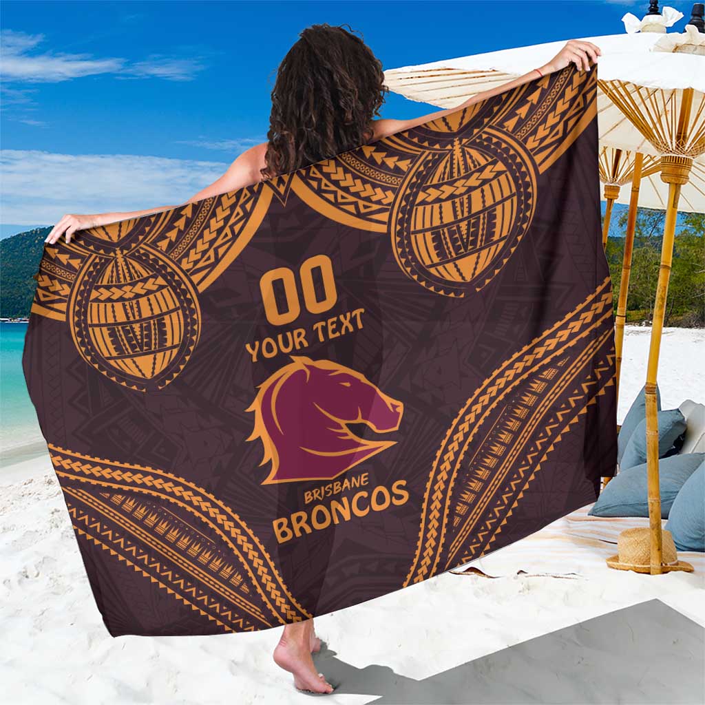 Custom Broncos Rugby Sarong With Polynesian Style