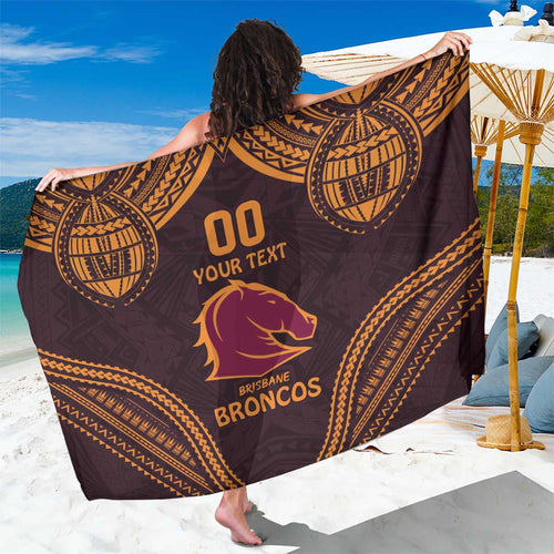 Custom Broncos Rugby Sarong With Polynesian Style