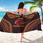 Custom Broncos Rugby Sarong With Polynesian Style