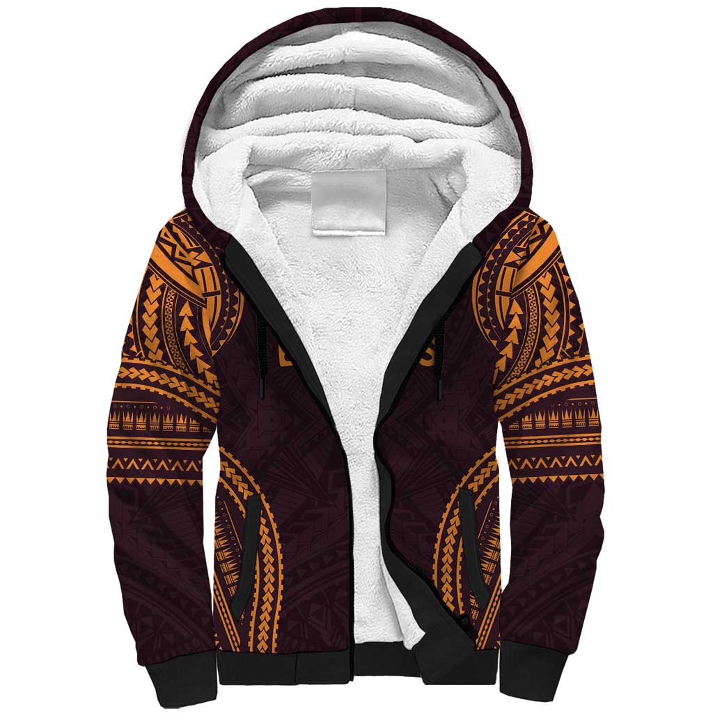Custom Broncos Rugby Sherpa Hoodie With Polynesian Style