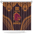 Custom Broncos Rugby Shower Curtain With Polynesian Style