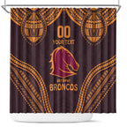 Custom Broncos Rugby Shower Curtain With Polynesian Style