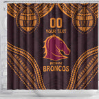 Custom Broncos Rugby Shower Curtain With Polynesian Style
