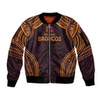 Custom Broncos Rugby Sleeve Zip Bomber Jacket With Polynesian Style