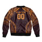 Custom Broncos Rugby Sleeve Zip Bomber Jacket With Polynesian Style