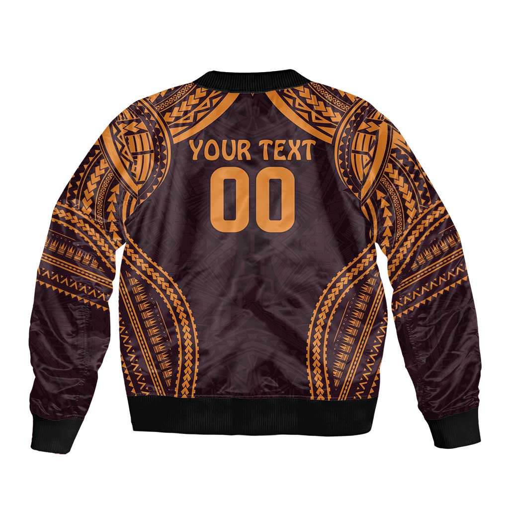 Custom Broncos Rugby Sleeve Zip Bomber Jacket With Polynesian Style
