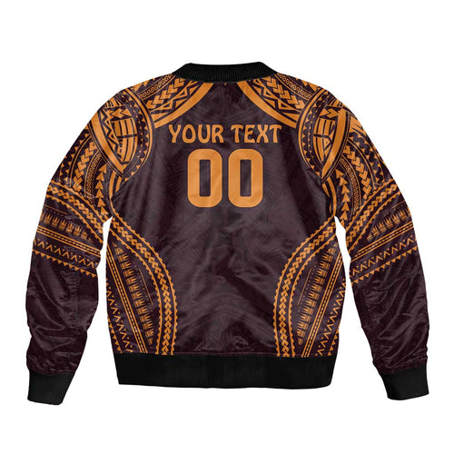 Custom Broncos Rugby Sleeve Zip Bomber Jacket With Polynesian Style