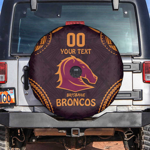 Custom Broncos Rugby Spare Tire Cover With Polynesian Style