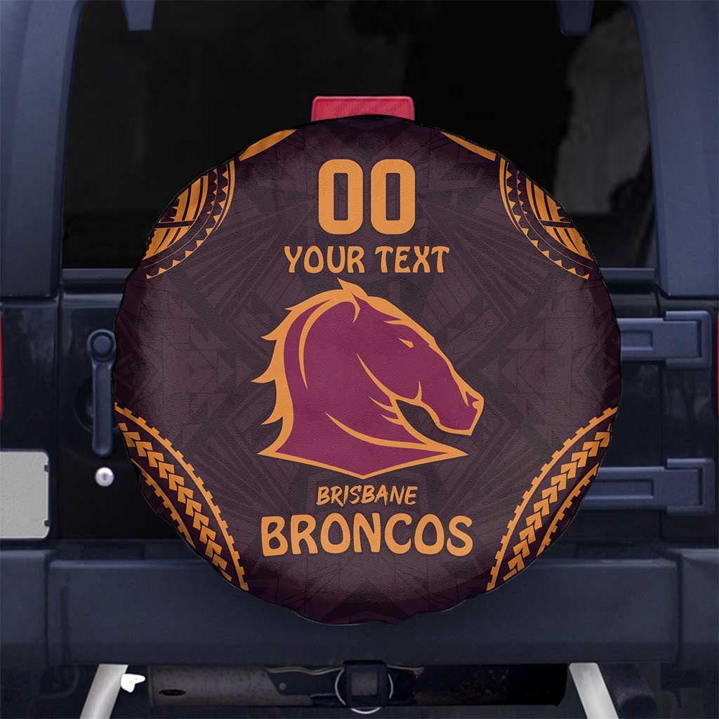 Custom Broncos Rugby Spare Tire Cover With Polynesian Style