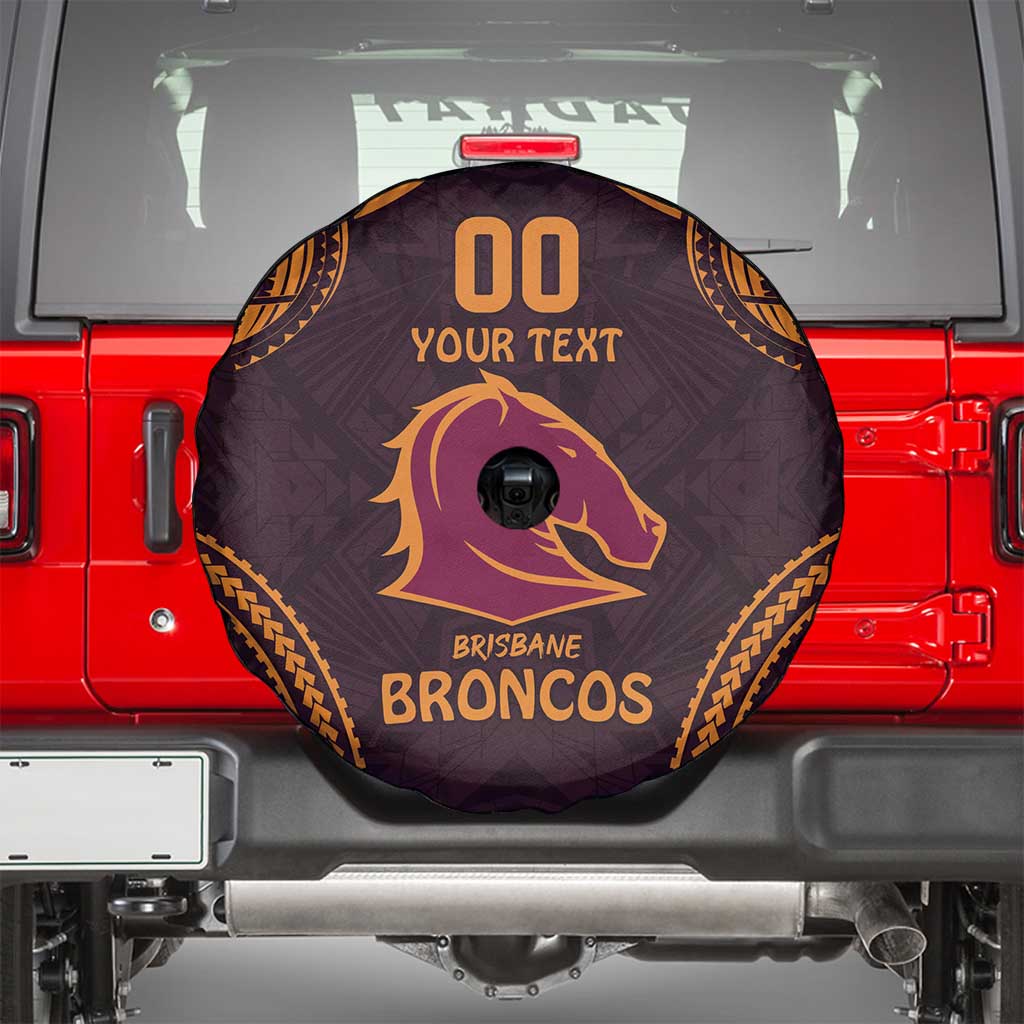 Custom Broncos Rugby Spare Tire Cover With Polynesian Style