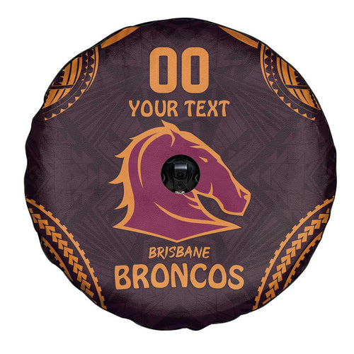 Custom Broncos Rugby Spare Tire Cover With Polynesian Style