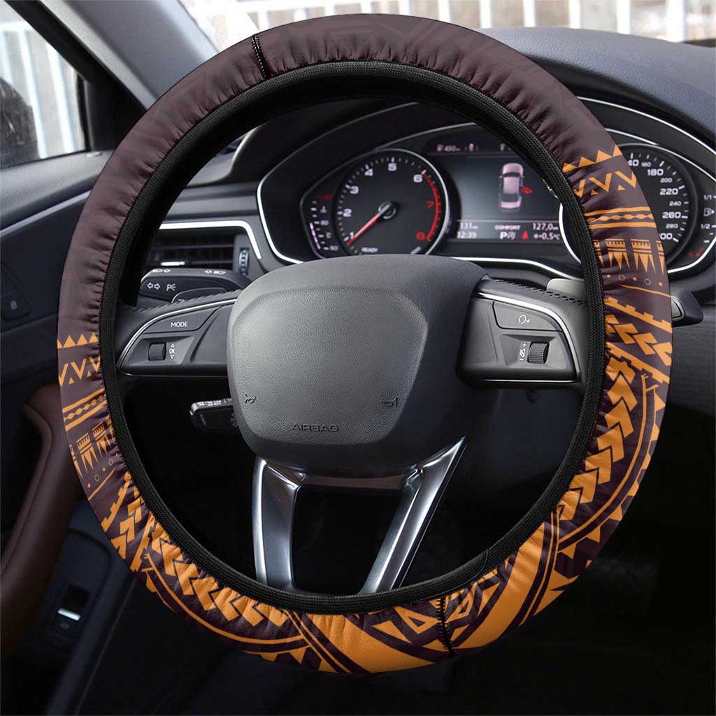 Broncos Rugby Steering Wheel Cover With Polynesian Style