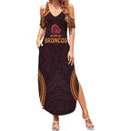 Custom Broncos Rugby Summer Maxi Dress With Polynesian Style