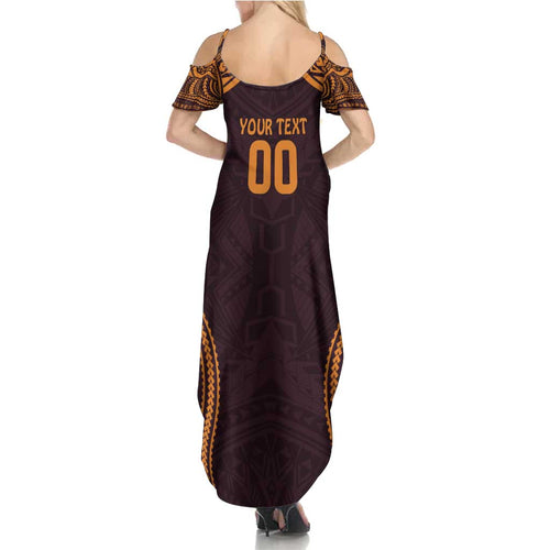 Custom Broncos Rugby Summer Maxi Dress With Polynesian Style