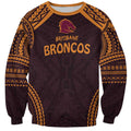 Custom Broncos Rugby Sweatshirt With Polynesian Style