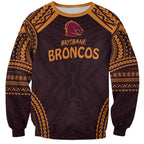 Custom Broncos Rugby Sweatshirt With Polynesian Style