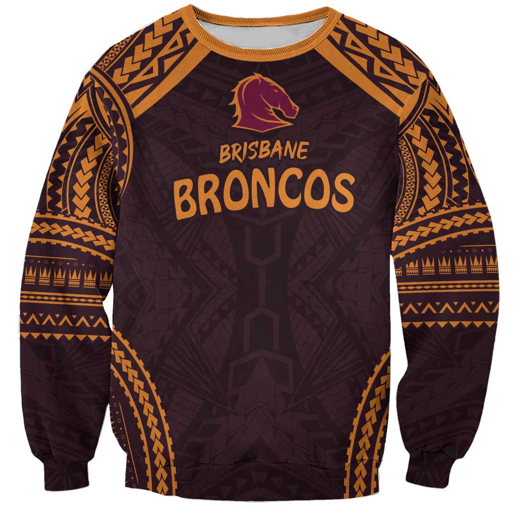 Custom Broncos Rugby Sweatshirt With Polynesian Style