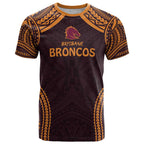 Custom Broncos Rugby T Shirt With Polynesian Style