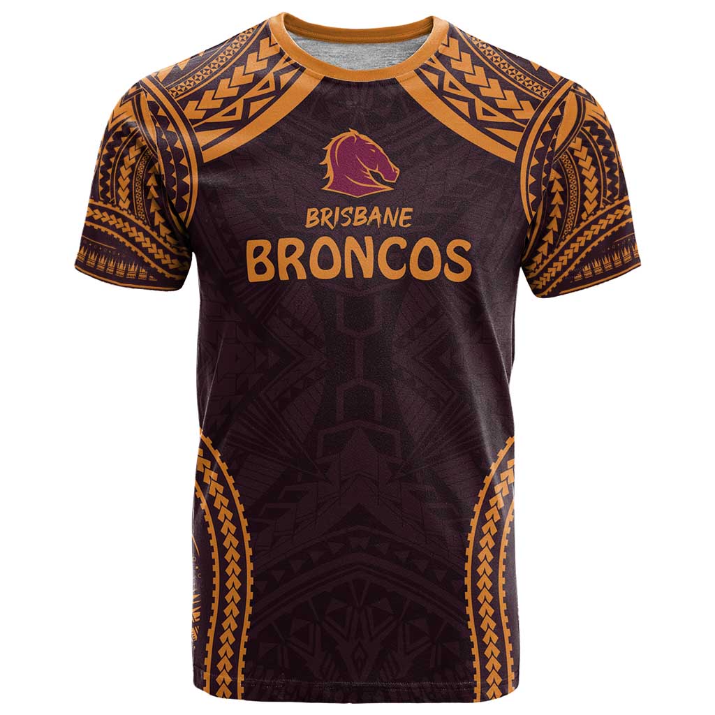 Custom Broncos Rugby T Shirt With Polynesian Style