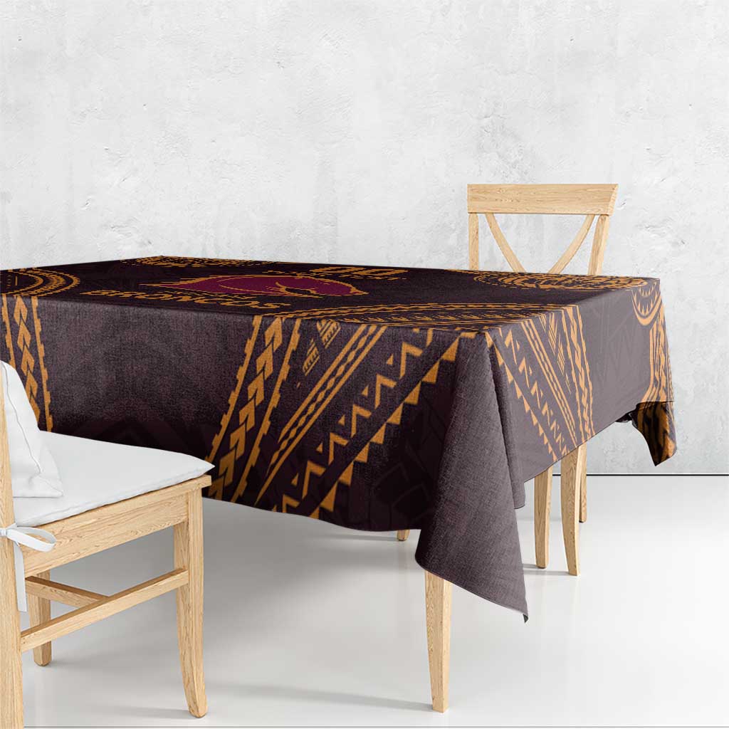 Custom Broncos Rugby Tablecloth With Polynesian Style