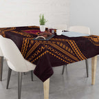 Custom Broncos Rugby Tablecloth With Polynesian Style