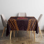 Custom Broncos Rugby Tablecloth With Polynesian Style