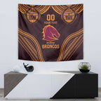Custom Broncos Rugby Tapestry With Polynesian Style