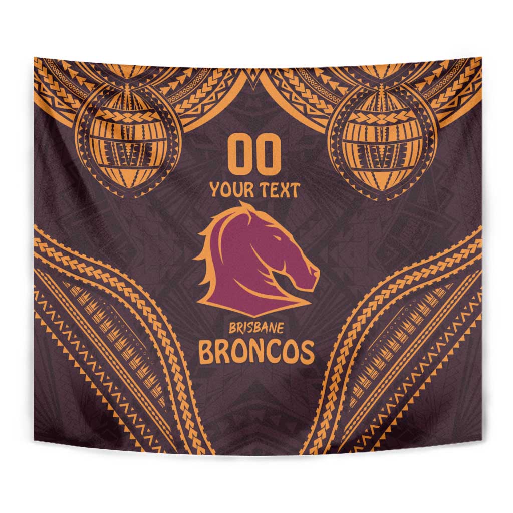 Custom Broncos Rugby Tapestry With Polynesian Style