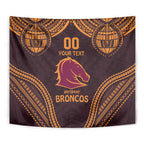 Custom Broncos Rugby Tapestry With Polynesian Style