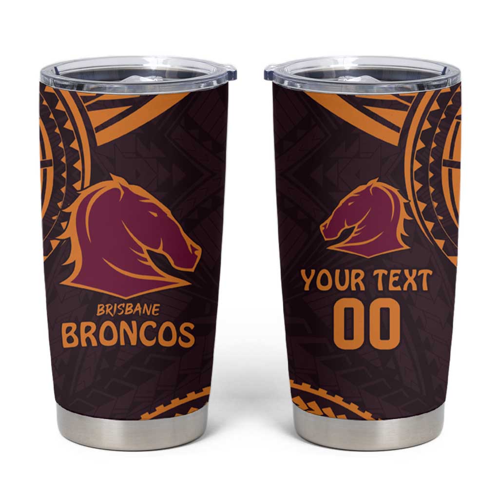 Custom Broncos Rugby Tumbler Cup With Polynesian Style