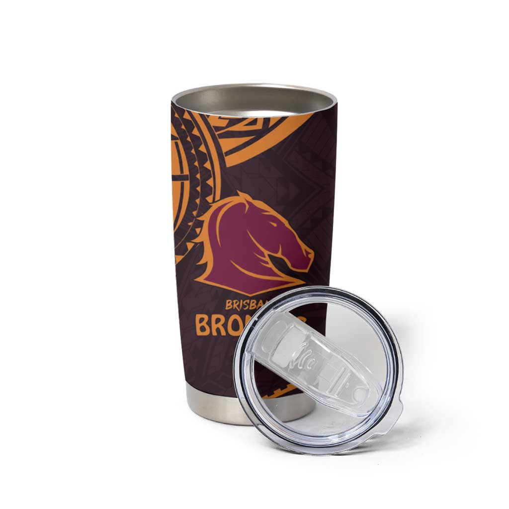 Custom Broncos Rugby Tumbler Cup With Polynesian Style