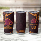 Custom Broncos Rugby Tumbler Cup With Polynesian Style
