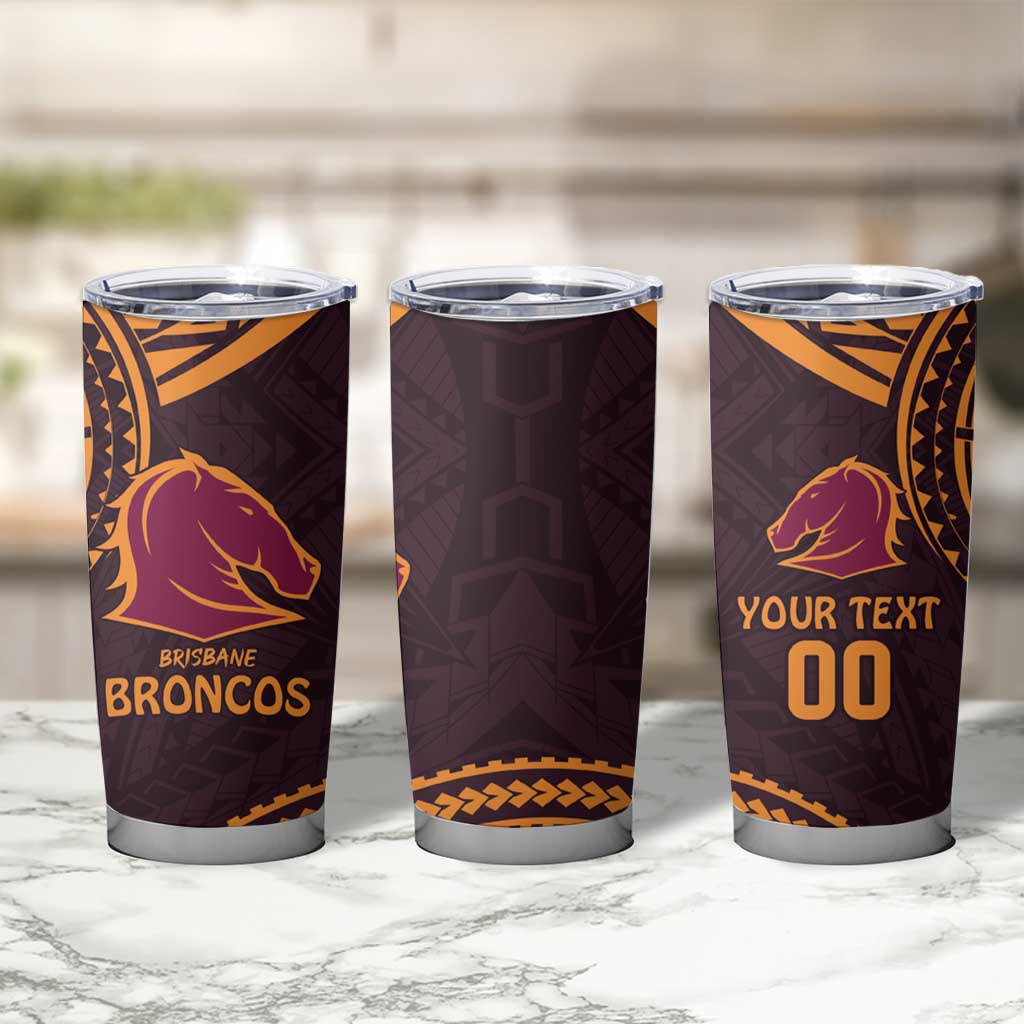 Custom Broncos Rugby Tumbler Cup With Polynesian Style
