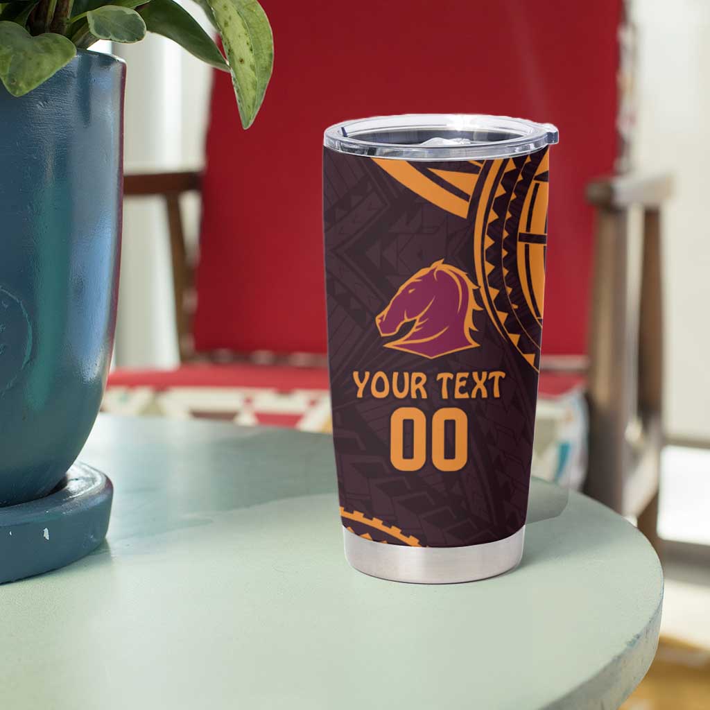 Custom Broncos Rugby Tumbler Cup With Polynesian Style