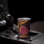 Custom Broncos Rugby Tumbler Cup With Polynesian Style